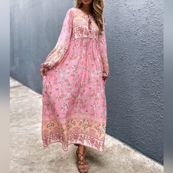 YUNA Floral Maxi Smock Dress